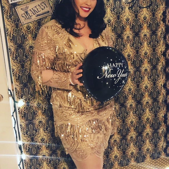 Gold Sequin Midi Dress - Gatsby/1920s Dress